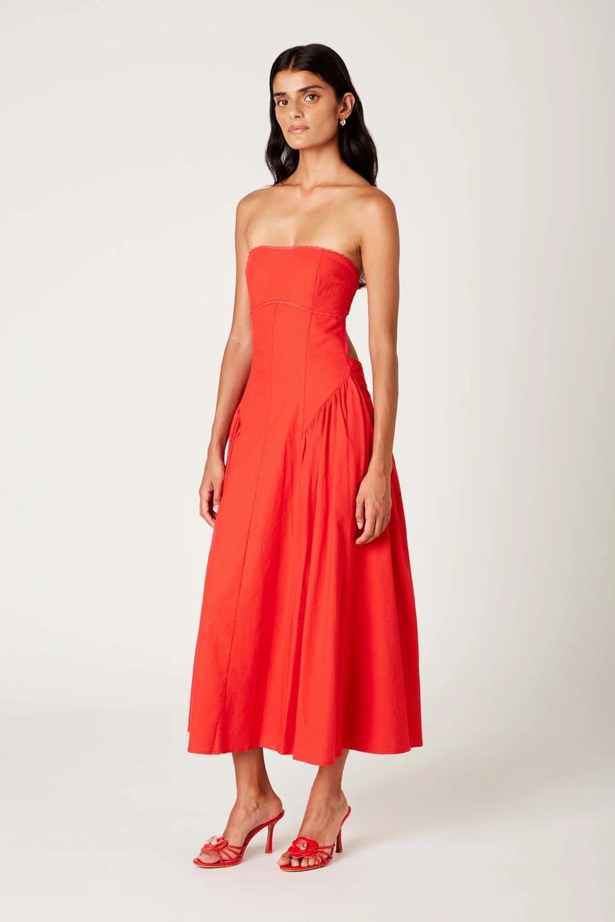 NIA Strapless linen blend ANNE DRESS size medium